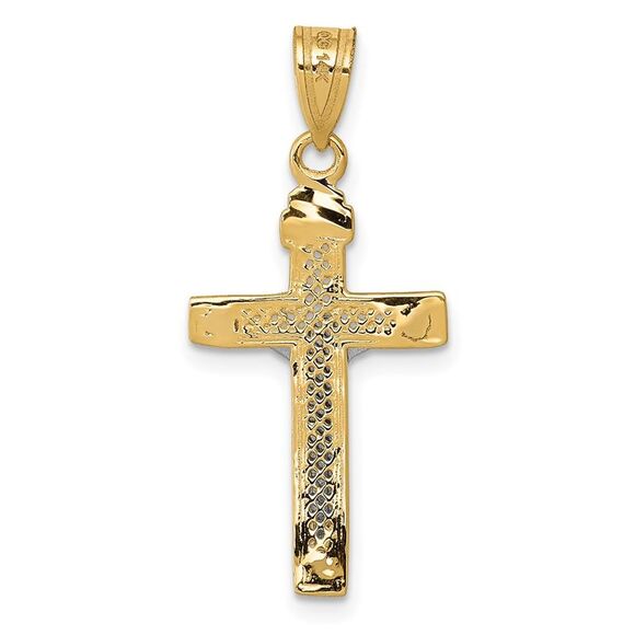10K Two-tone D/C Small Block Lattice Cross w/Crucifix Pendant - Picture 4 of 9